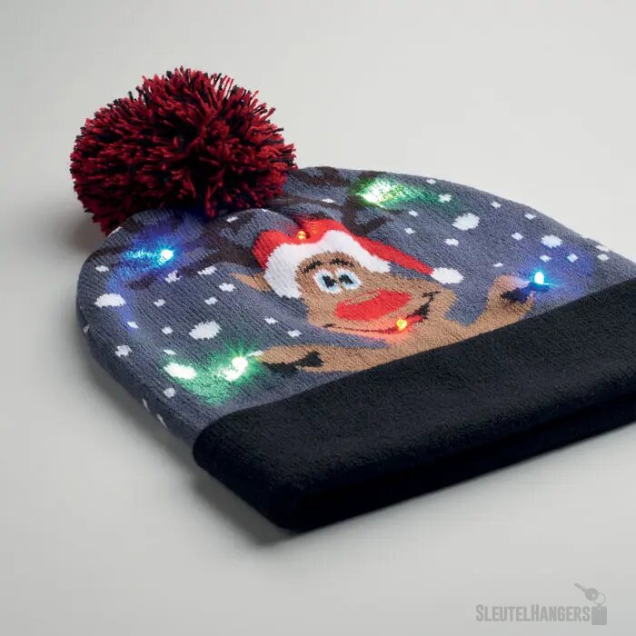Gebreide kerstmuts led Shimas light blauw