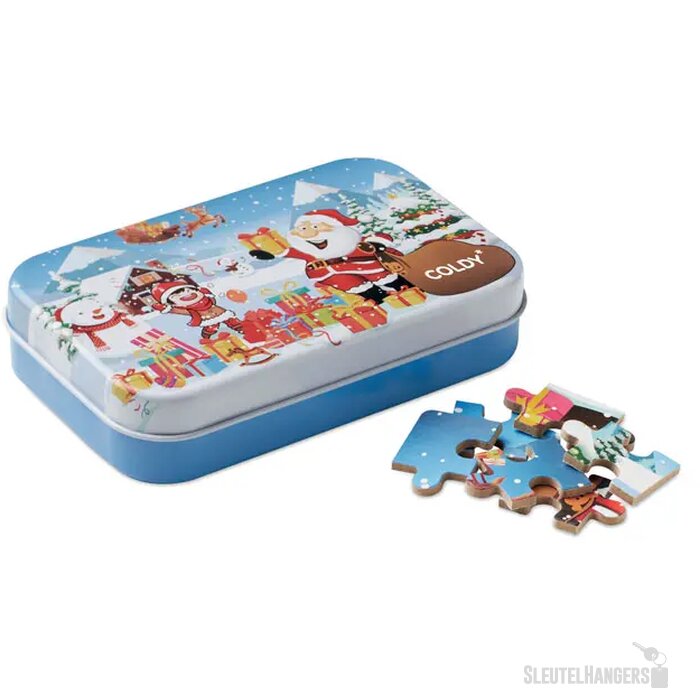 Houten kerstpuzzel in blik Pazuru mix