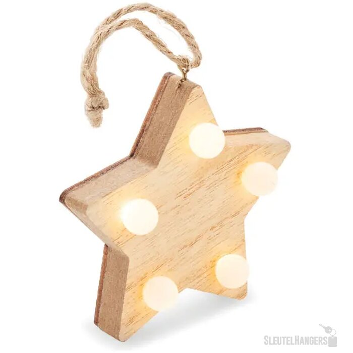 Houten ster met lichtjes Lalie hout