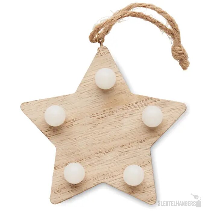 Houten ster met lichtjes Lalie hout