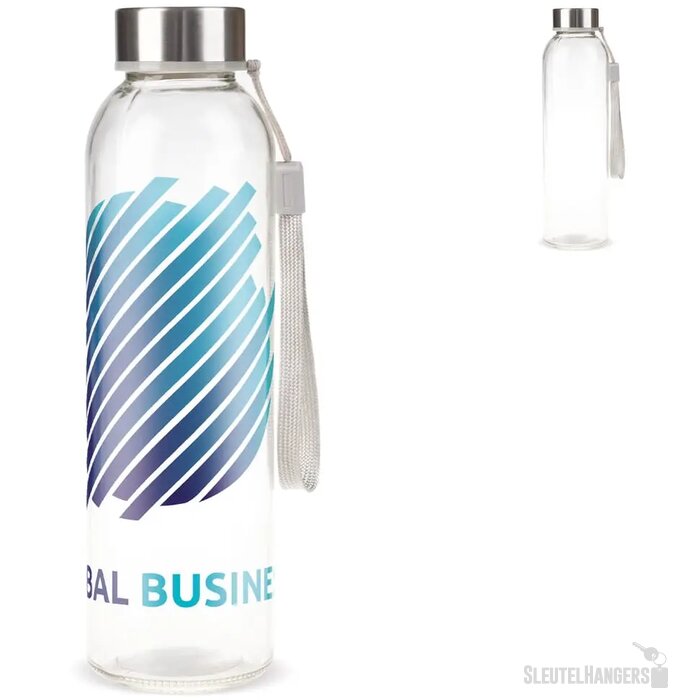 Glazen waterfles met draagriem (500 ml)
