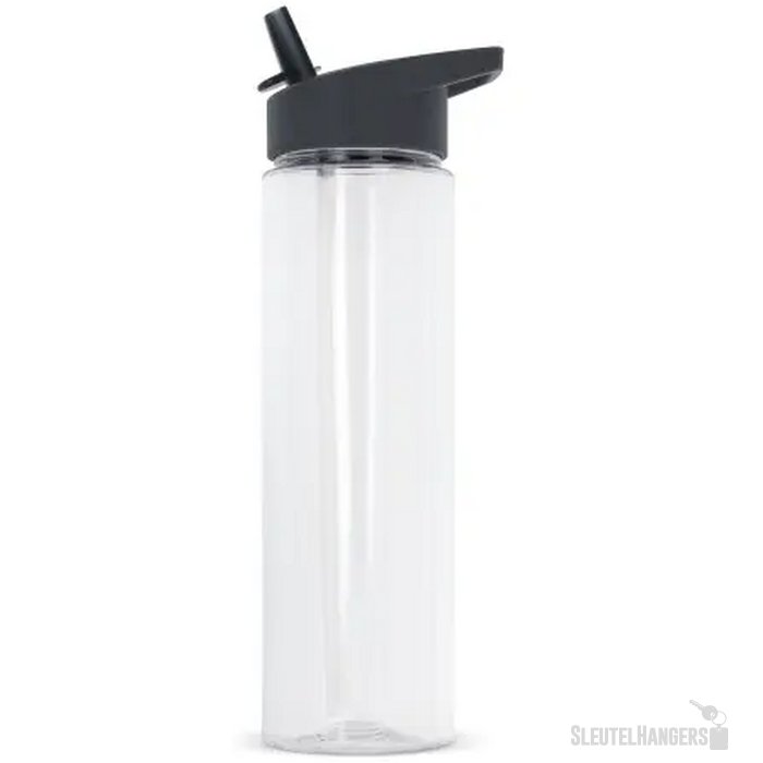 RPET waterfles met rietje (600 ml) Grijs