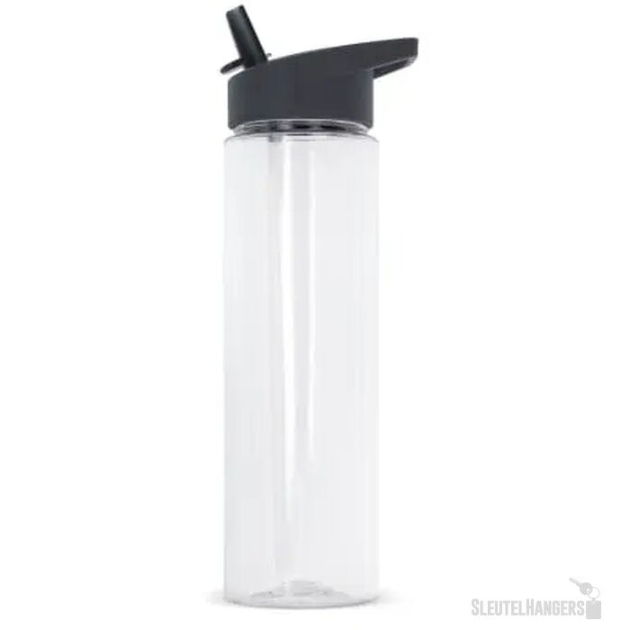 RPET waterfles met rietje (600 ml) Grijs
