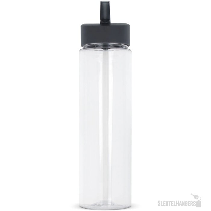 RPET waterfles met rietje (600 ml) Grijs