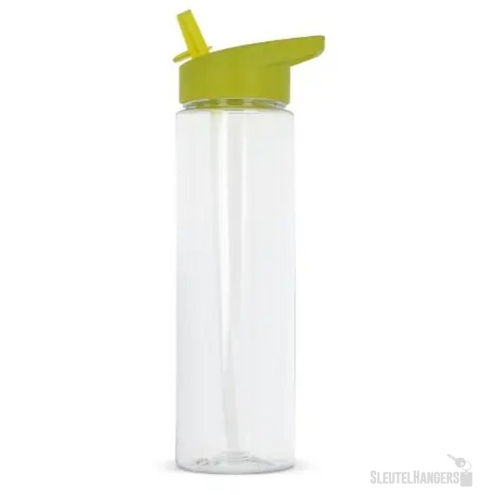 RPET waterfles met rietje (600 ml) Lichtgroen