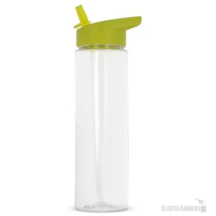 RPET waterfles met rietje (600 ml) Lichtgroen