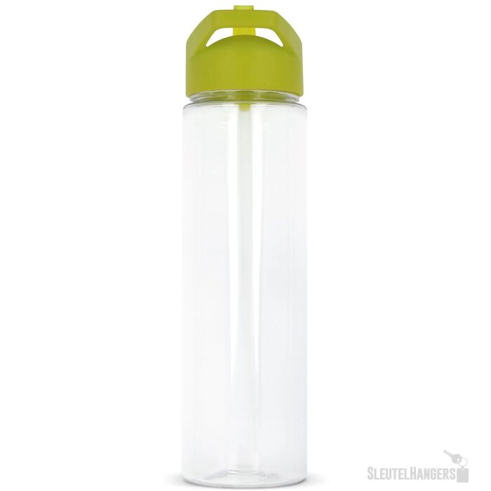 RPET waterfles met rietje (600 ml) Lichtgroen