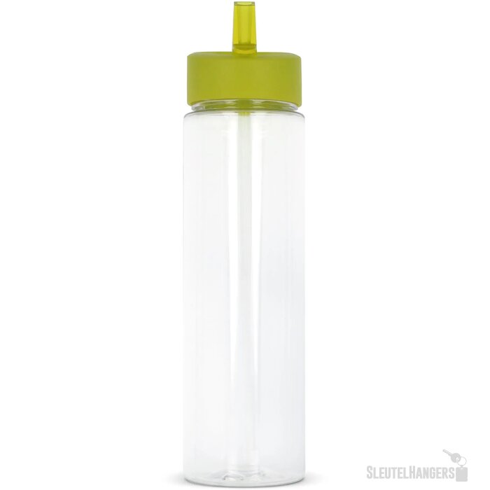 RPET waterfles met rietje (600 ml) Lichtgroen
