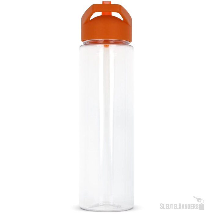 RPET waterfles met rietje (600 ml) Oranje