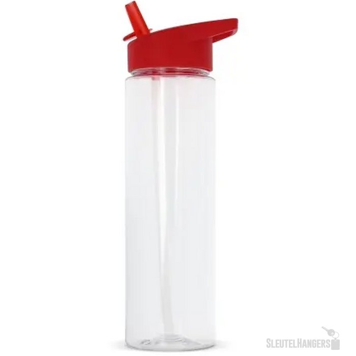 RPET waterfles met rietje (600 ml) Rood