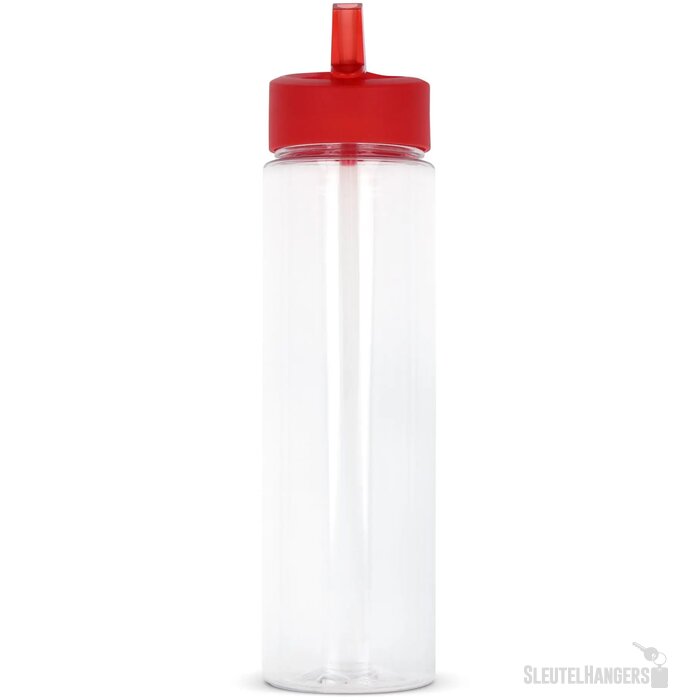 RPET waterfles met rietje (600 ml) Rood