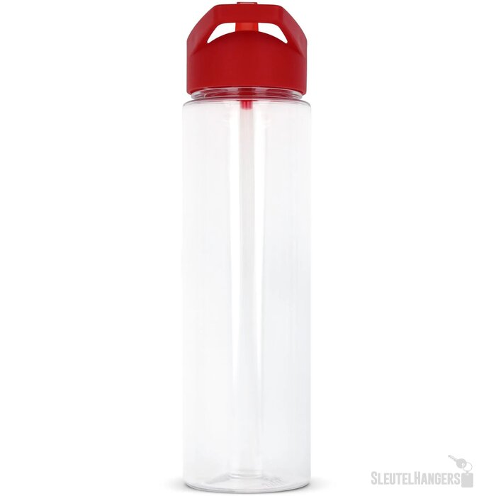 RPET waterfles met rietje (600 ml) Rood