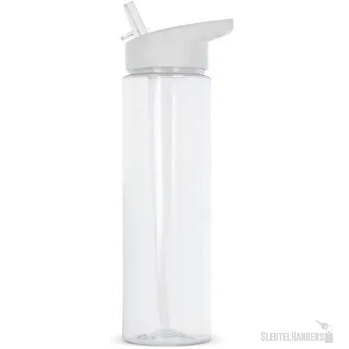 RPET waterfles met rietje (600 ml) Wit