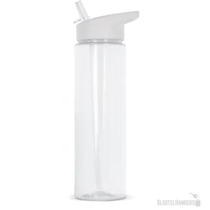 RPET waterfles met rietje (600 ml) Wit