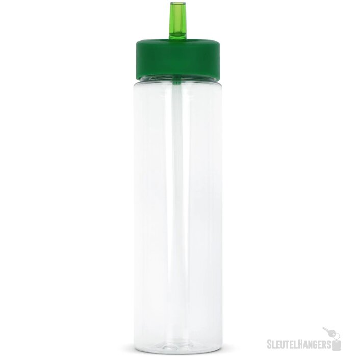 RPET waterfles met rietje (600 ml) Groen