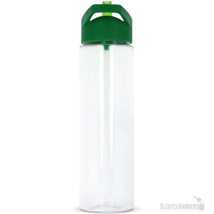 RPET waterfles met rietje (600 ml) Groen