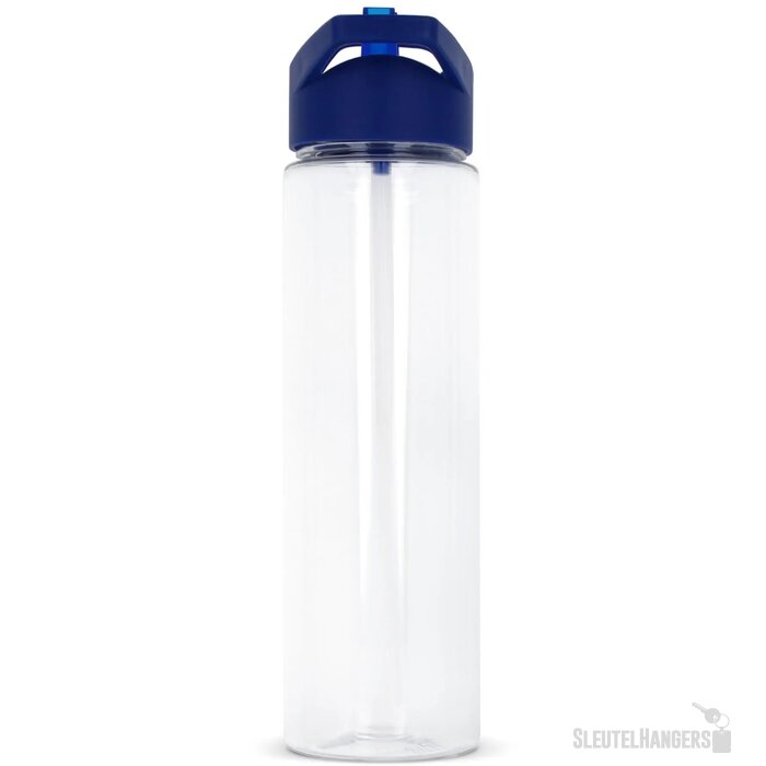 RPET waterfles met rietje (600 ml) Blauw