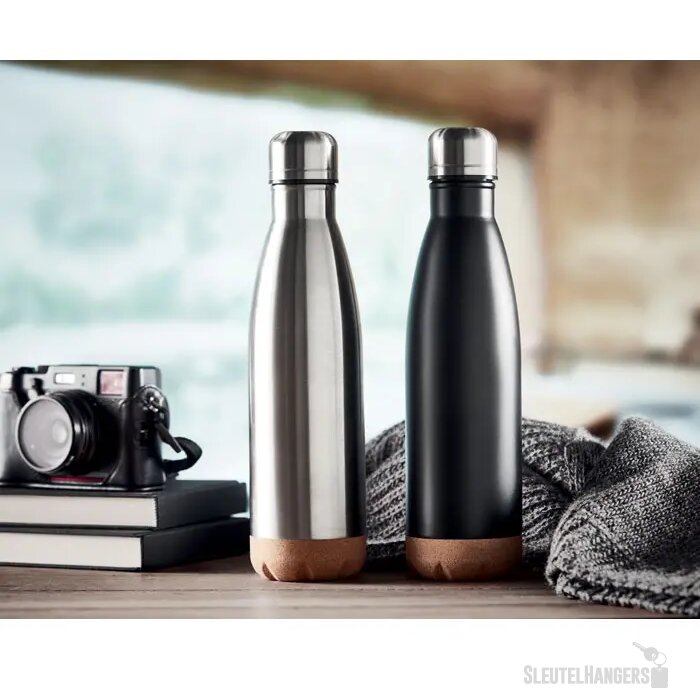 Dubbelwandige fles 500 ml Aspen cork mat zilver 500 ml