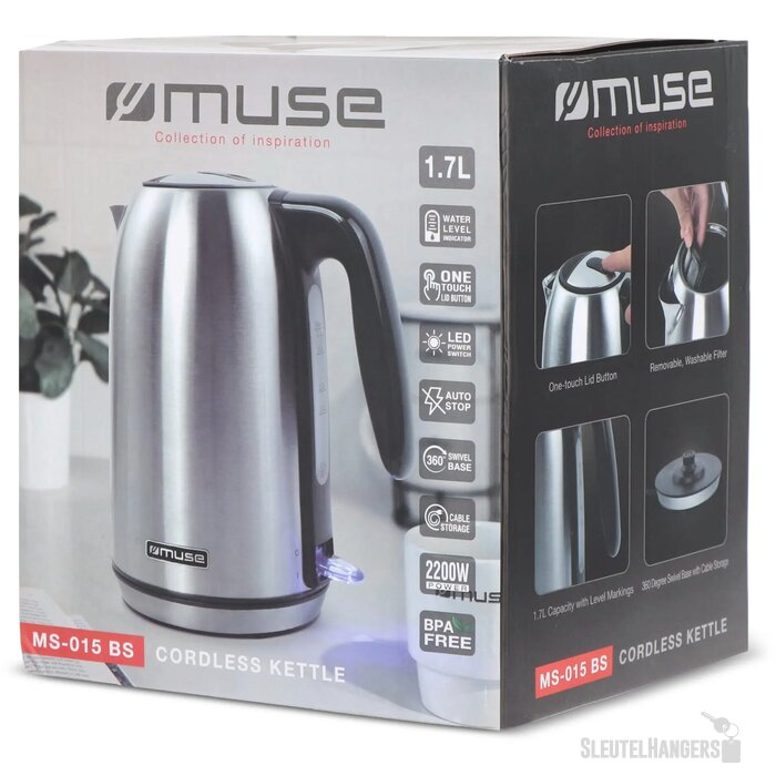 MS-015|Muse Waterkoker Roestvrij Staal zilver