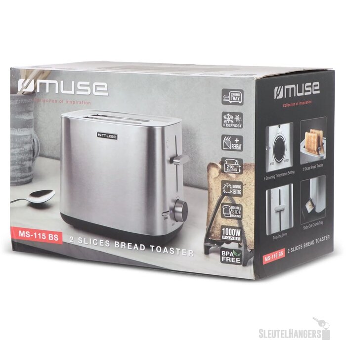 MS-115|Muse Toaster Roestvrij Staal zilver