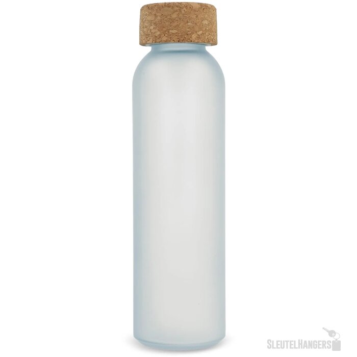 Matglazen gerecycled fles met kurken dop 500ml ecru / wit