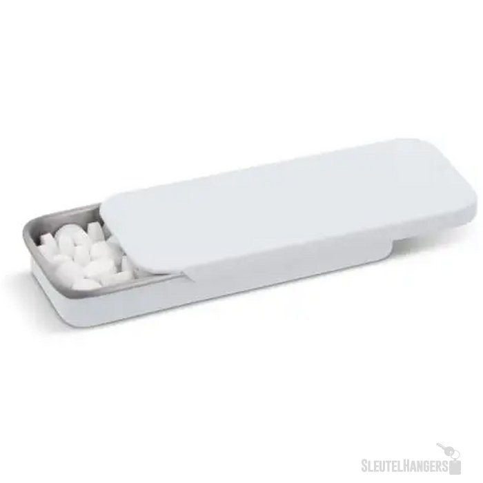 Mini pepermuntdoos in blik wit