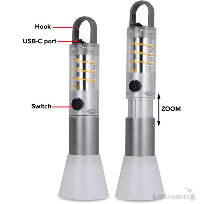 Multifunctionele zaklamp van gerecycled materiaal zilver