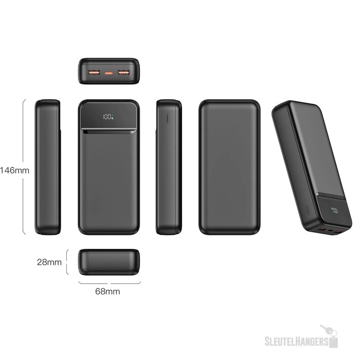 Nolu Powerbank met LED Display 20000 mAh zwart