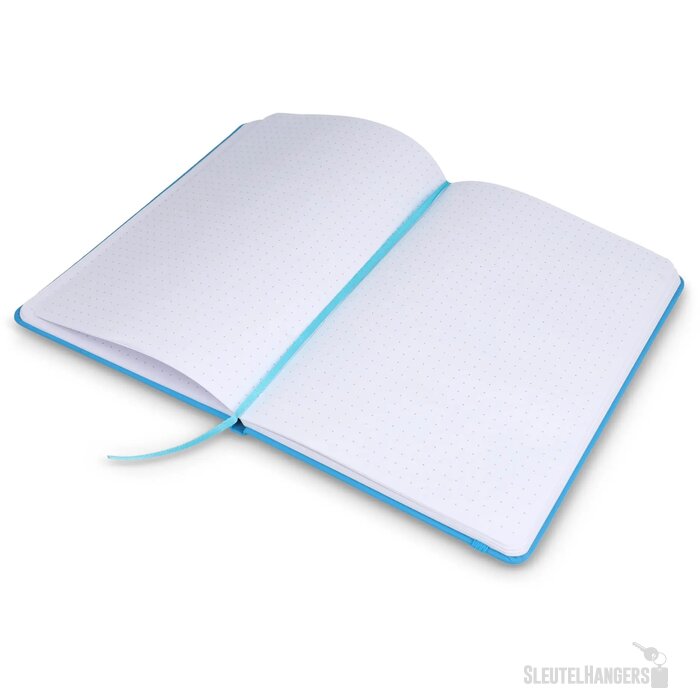Notitieboek A5 PU met puntraster pagina's lichtblauw
