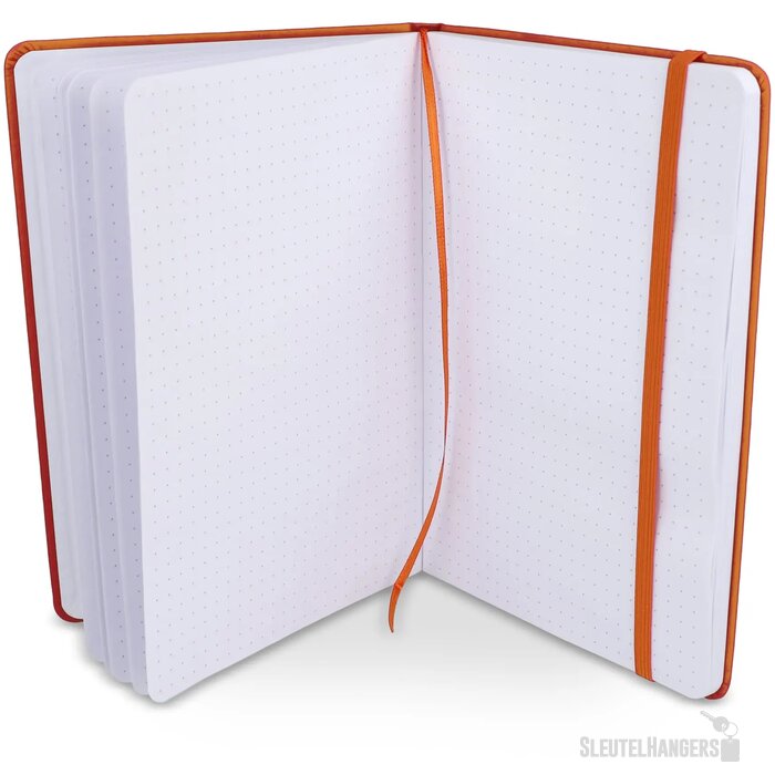 Notitieboek A5 PU met puntraster pagina's oranje