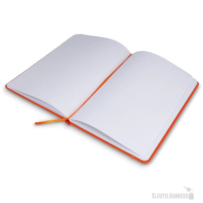 Notitieboek A5 PU met puntraster pagina's oranje