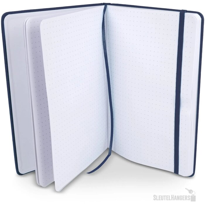 Notitieboek A5 PU met puntraster pagina's donkerblauw