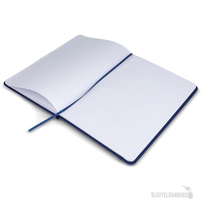 Notitieboek A5 PU met puntraster pagina's donkerblauw