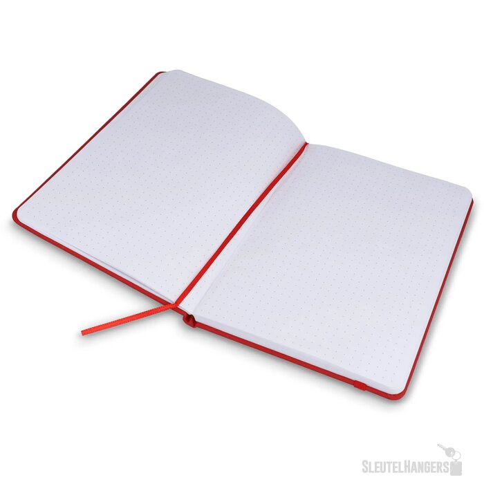 Notitieboek A5 PU met puntraster pagina's rood