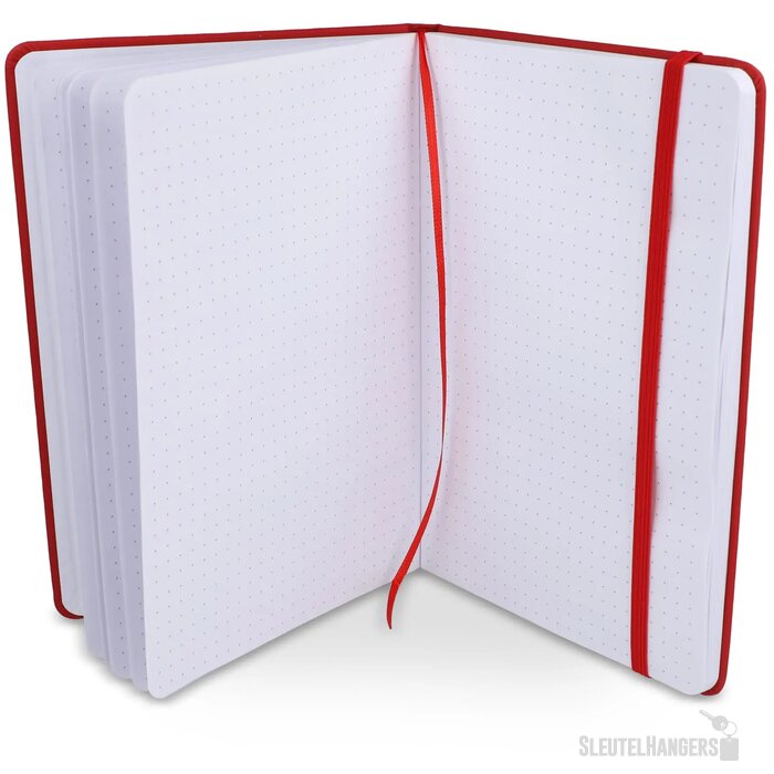 Notitieboek A5 PU met puntraster pagina's rood