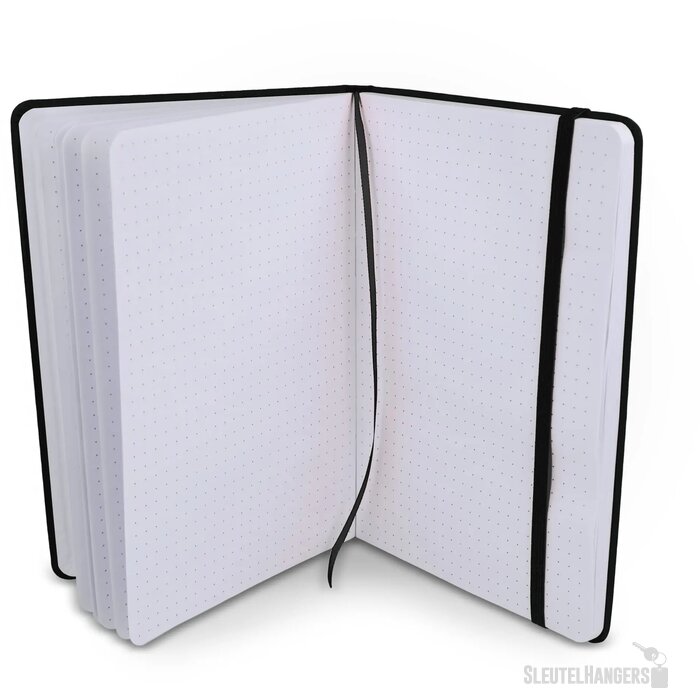 Notitieboek A5 PU met puntraster pagina's zwart