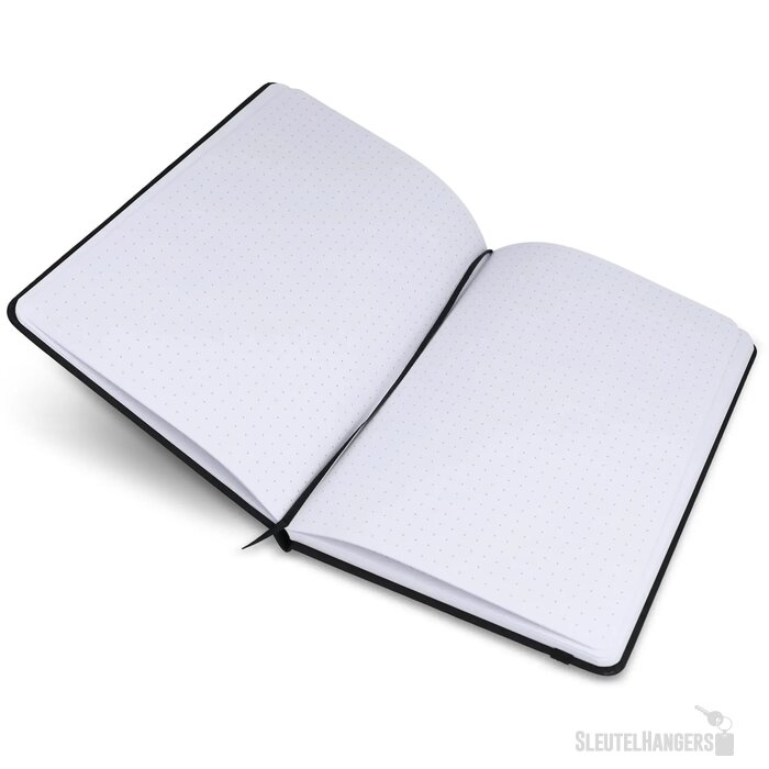 Notitieboek A5 PU met puntraster pagina's zwart