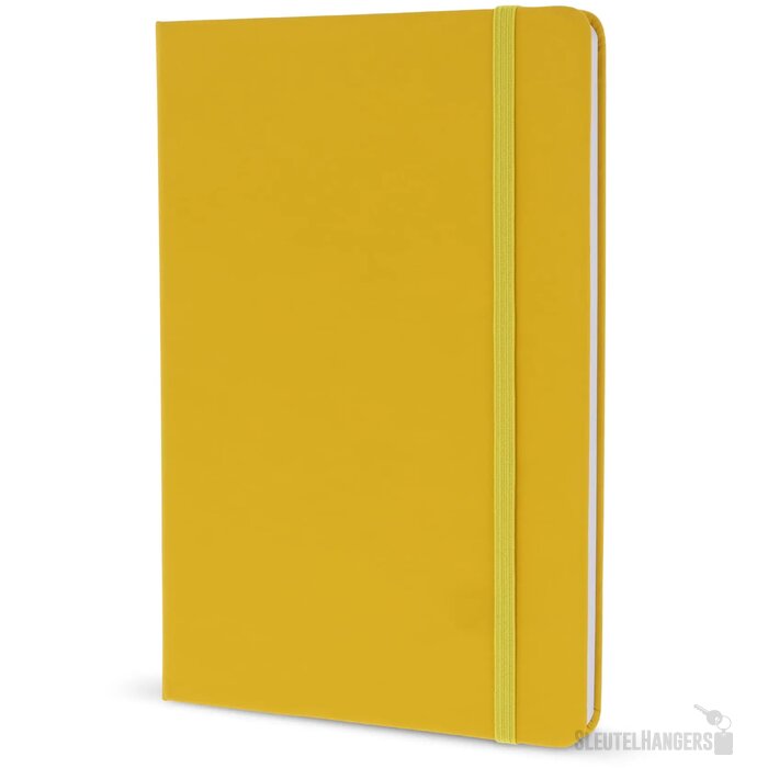 Notitieboek A5 PU met puntraster pagina's geel