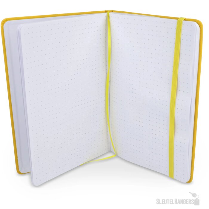 Notitieboek A5 PU met puntraster pagina's geel
