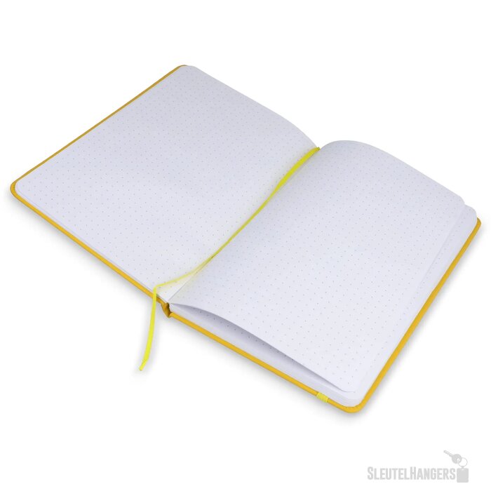 Notitieboek A5 PU met puntraster pagina's geel
