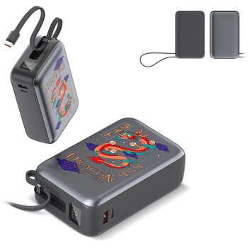 Nova Laptop 65W Powerbank met ingebouwde USB-C kabel 30000 mAh donker grijs