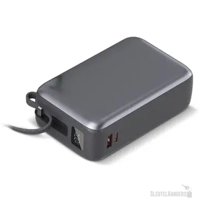 Nova Laptop 65W Powerbank met ingebouwde USB-C kabel 30000 mAh donker grijs