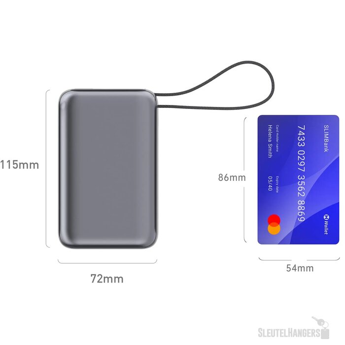 Nova Laptop 65W Powerbank met ingebouwde USB-C kabel 30000 mAh donker grijs
