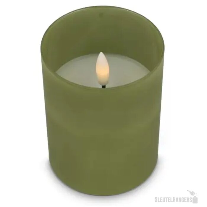 Nyelle oplaadbare LED Wax kaars in glas olijfgroen