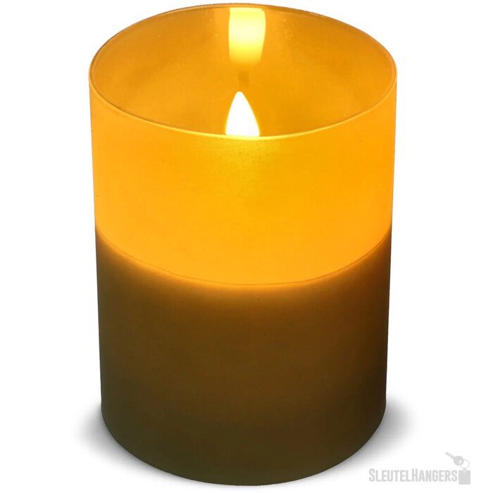 Nyelle oplaadbare LED Wax kaars in glas olijfgroen