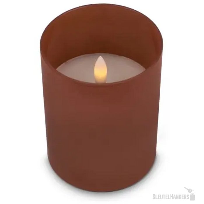 Nyelle oplaadbare LED Wax kaars in glas bruin