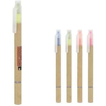 Papieren tekstmarker balpen roze