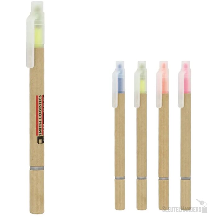 Papieren tekstmarker balpen