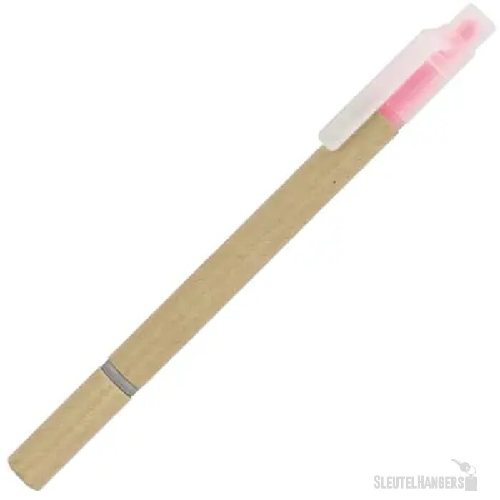Papieren tekstmarker balpen roze