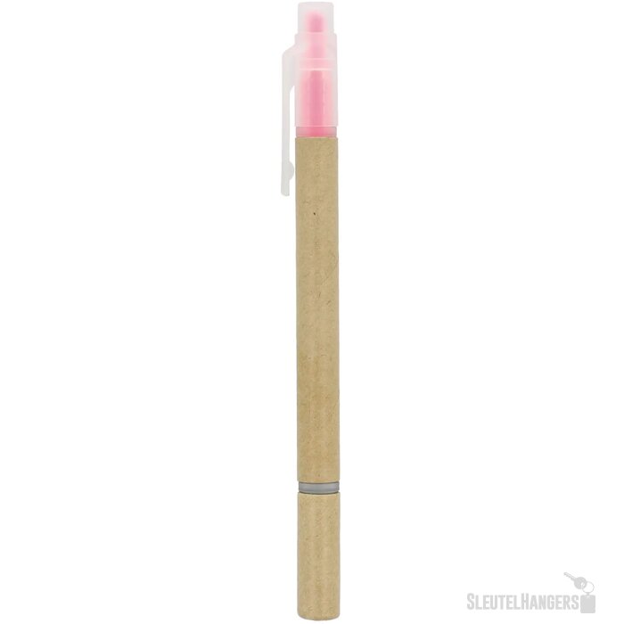 Papieren tekstmarker balpen roze